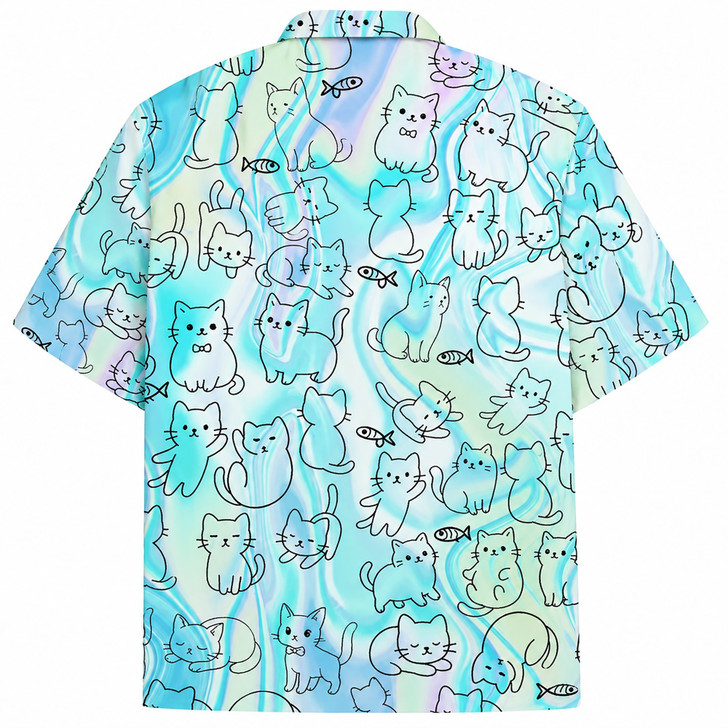 Cute Pastel Cat Tropical Beach Vacation Hawaiian Shirt S-5XL
