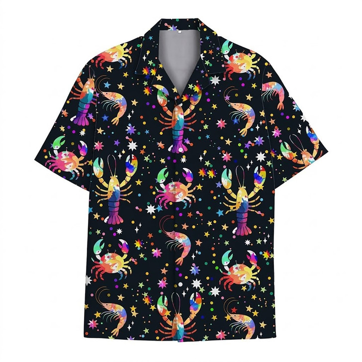 Colorful Rainbow Lobster Crab Sea Creature Hawaiian Shirt S-5XL