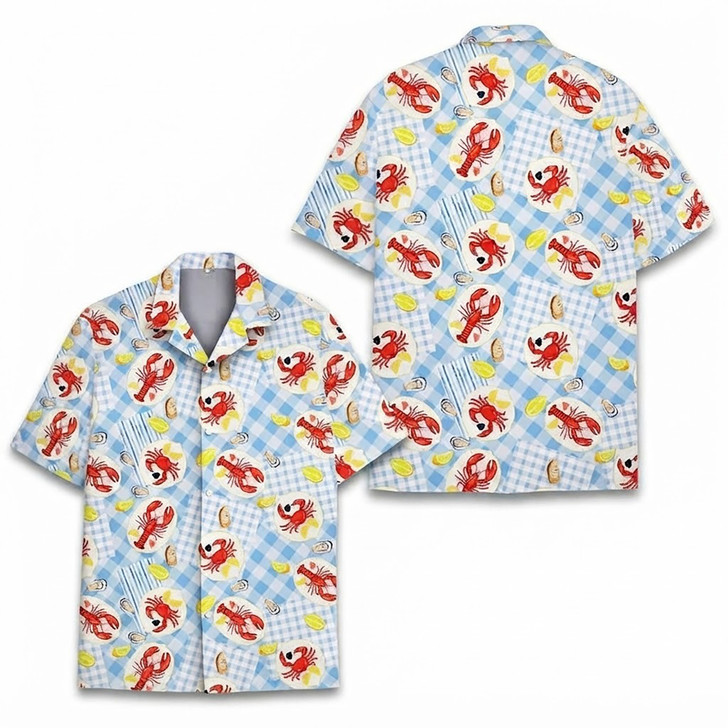 Funny Lobster Crab Seafood Summer Beach Hawaiian Shirt S-5XL
