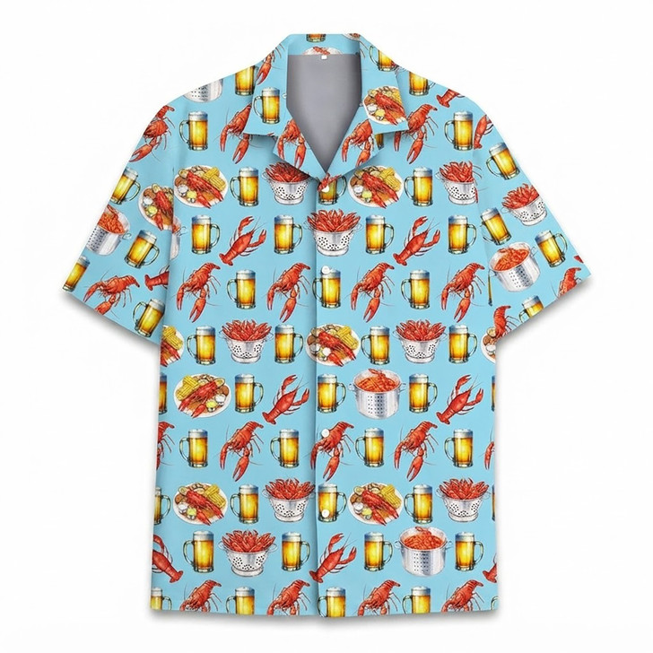 Funny Lobster Hot Sauce Lime Seafood Hawaiian Shirt S-5XL