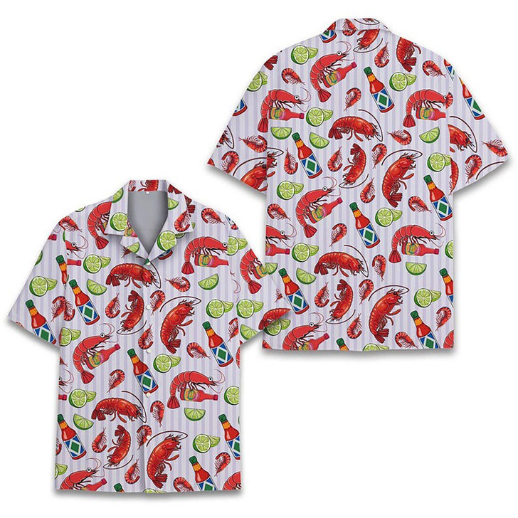 Funny Lobster Hot Sauce Lime Seafood Hawaiian Shirt S-5XL