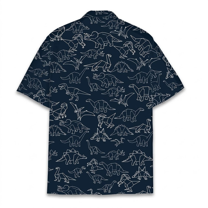 Vintage Origami Geometry Dinosaur Hawaiian Shirt S-5XL