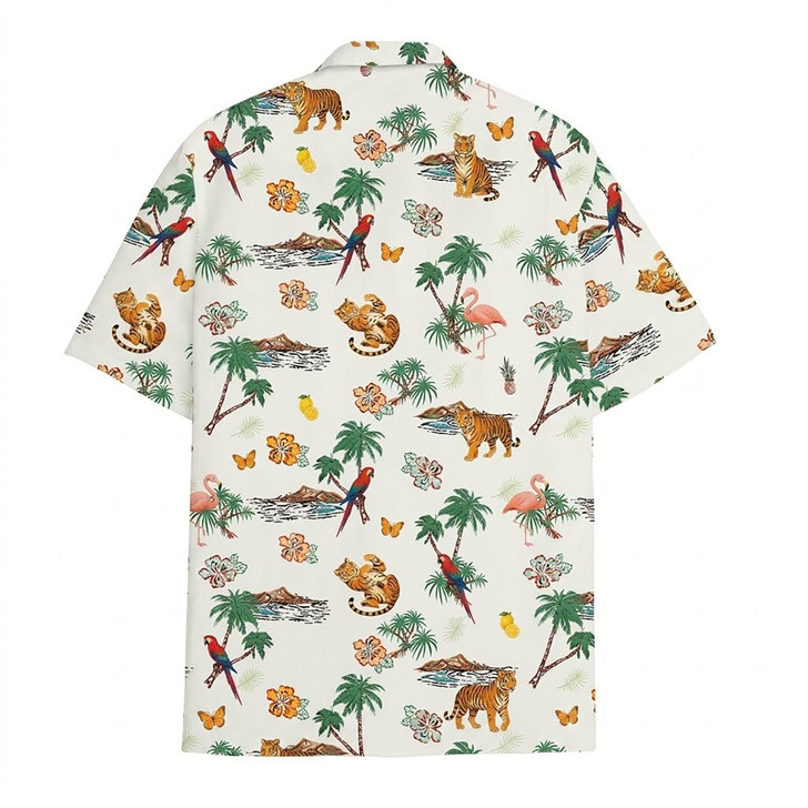 Tropical Tiger Parrot Flamingo Animal Hawaiian Shirt S-5XL