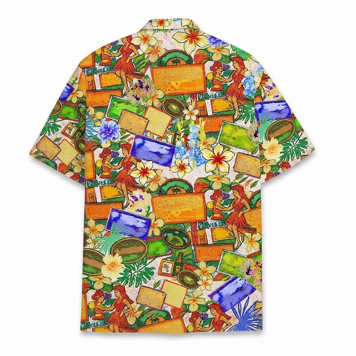 Vintage Colorful Floral Postcard Hawaiian Shirt S-5XL