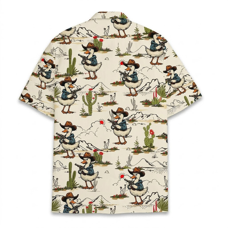 Funny Cowboy Duck Wild West Hawaiian Shirt S-5XL