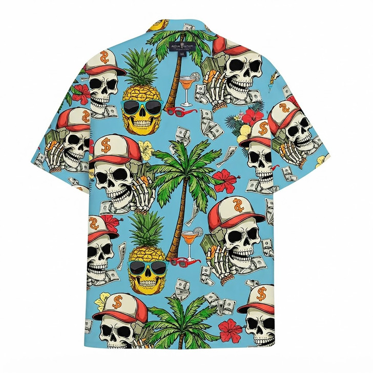 Skull Pineapple Vibrant Tropical Summer Hawaiian Shirt S-5XL