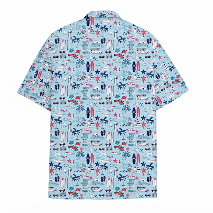 Surfboard Ocean Tropical Summer Vacation Hawaiian Shirt S-5XL