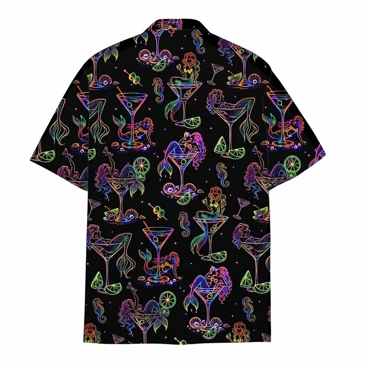 Neon Mermaid Colorful Ocean Summer Beach Hawaiian Shirt S-5XL