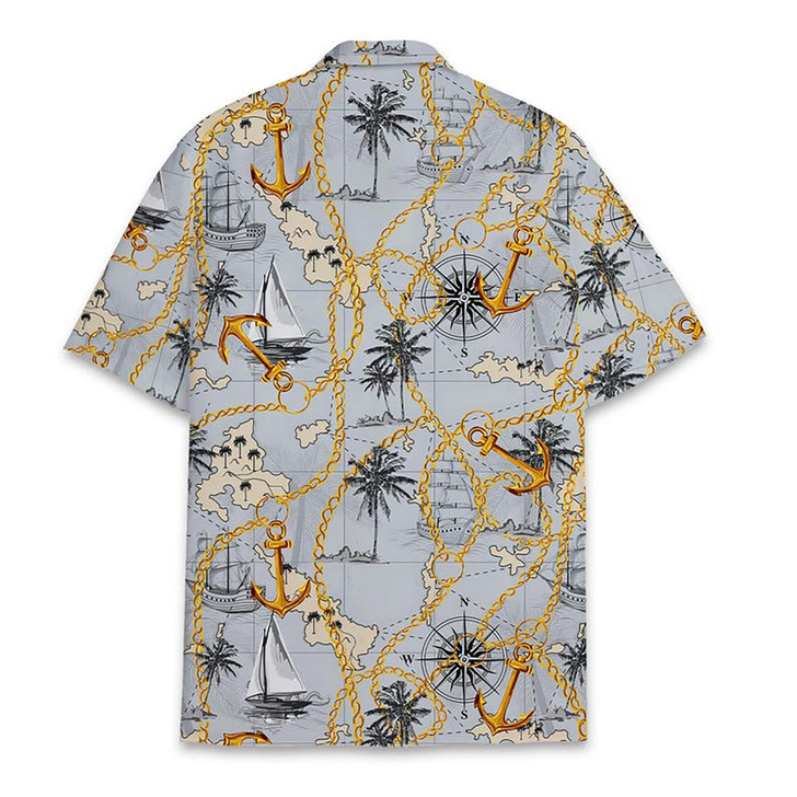 Pirate Treasure Map Skull Summer Beach Hawaiian Shirt S-5XL
