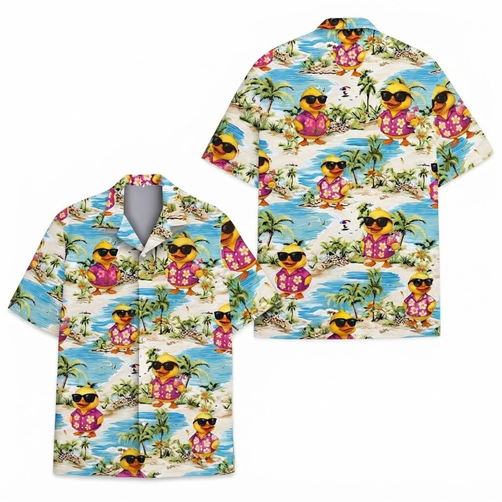 Summer Tropical Rubber Duck Beach Hawaiian Shirt S-5XL
