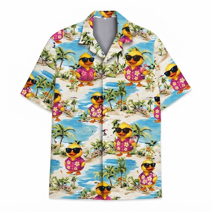 Summer Tropical Rubber Duck Beach Hawaiian Shirt S-5XL