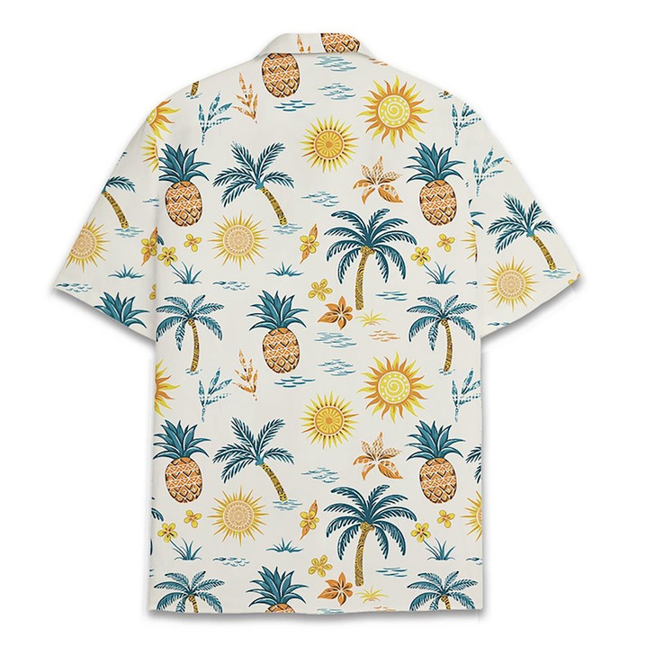 Vintage Tropical Island Palm Tree Pineapple Hawaiian Shirt S-5XL