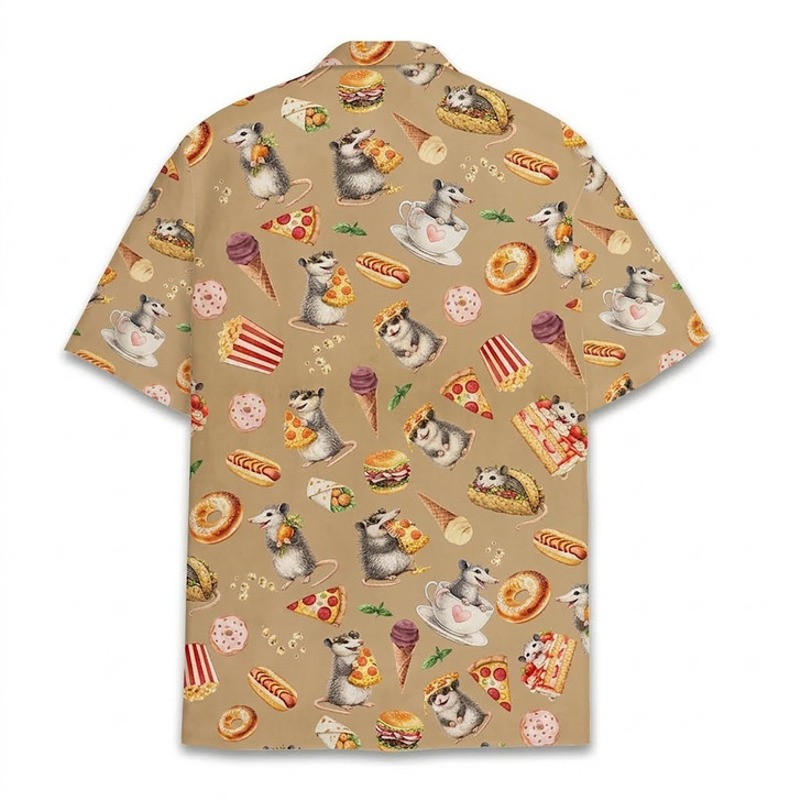 Cute Opossum Food Snack Lover Hawaiian Shirt S-5XL
