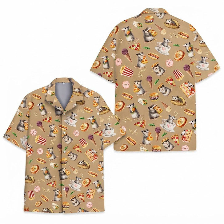Cute Opossum Food Snack Lover Hawaiian Shirt S-5XL