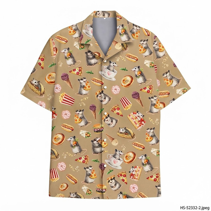 Cute Opossum Food Snack Lover Hawaiian Shirt S-5XL