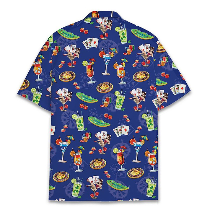 Casino Cocktails Vegas Poker Hawaiian Shirt S-5XL