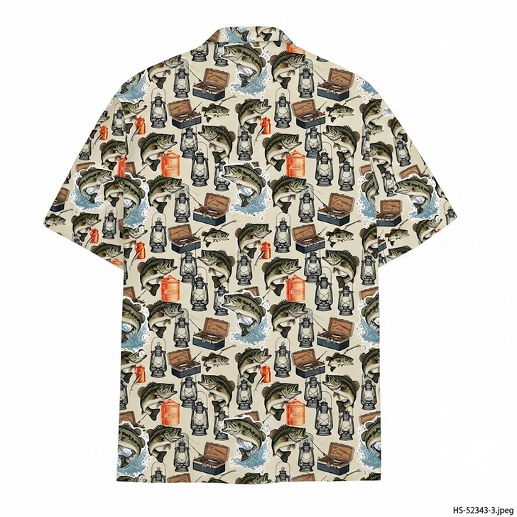 Vintage Fish Print Summer Beach Fishing Hawaiian Shirt S-5XL