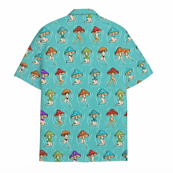 Trippy Mushroom Girl Psychedelic Summer Hawaiian Shirt S-5XL
