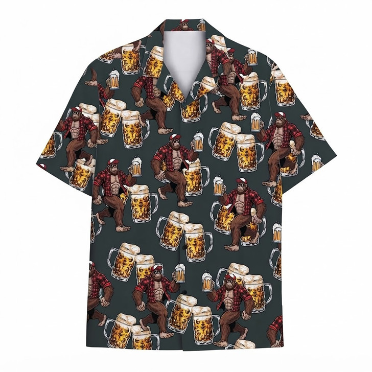 Funny Beer Bigfoot Tropical Summer Hawaiian Shirt S-5XL