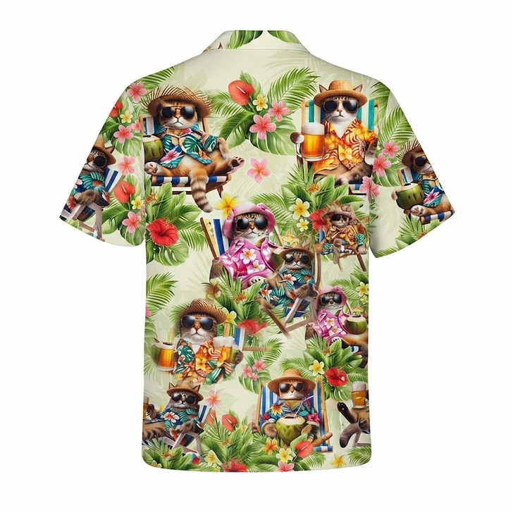 Tropical Cat Aloha Summer Beach Hawaiian Shirt S-5XL