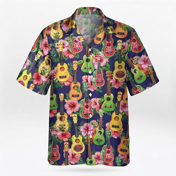 Vibrant Music Ukulele Summer Beach Hawaiian Shirt S-5XL