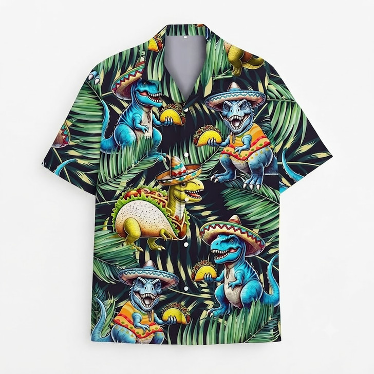 Taco Dinosaur Summer Beach Hawaiian Shirt S-5XL