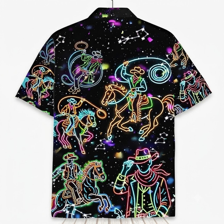Neon Cowboy Western Rodeo Hawaiian Shirt S-5XL