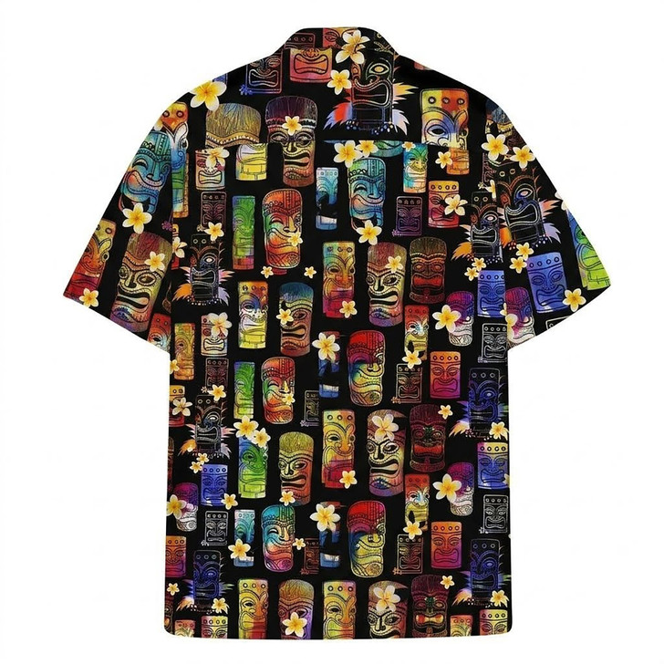 Colorful Tiki Tropical Aloha Summer Beach Vacation Hawaiian Shirt S-5XL