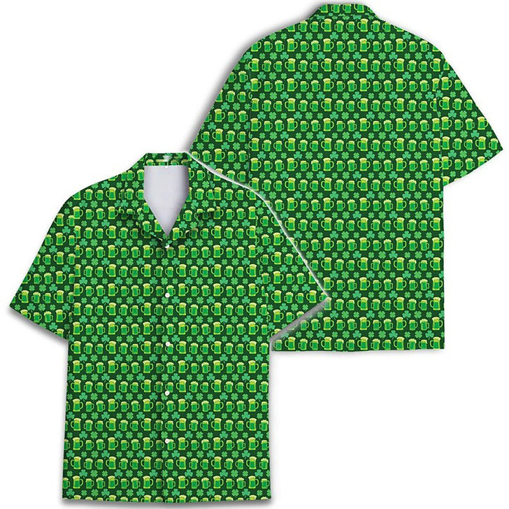 St Patrick's Day Shamrock Beer Hawaiian Shirt S-5XL