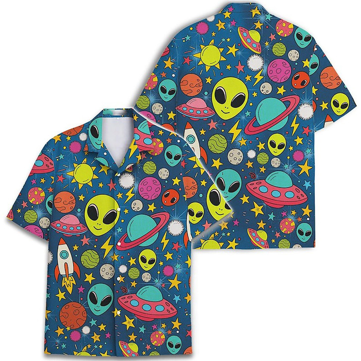 Funny Alien UFO Galaxy Hawaiian Shirt S-5XL
