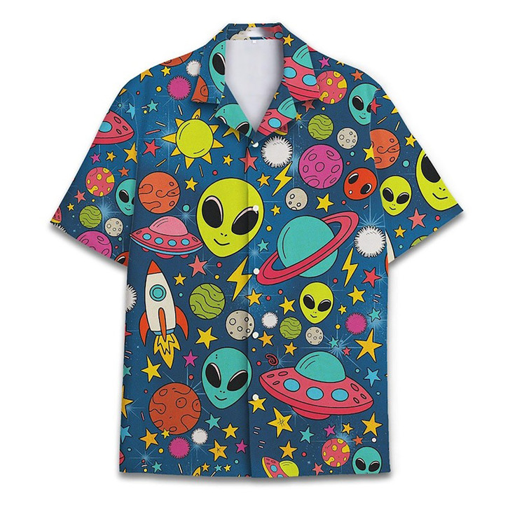Funny Alien UFO Galaxy Hawaiian Shirt S-5XL