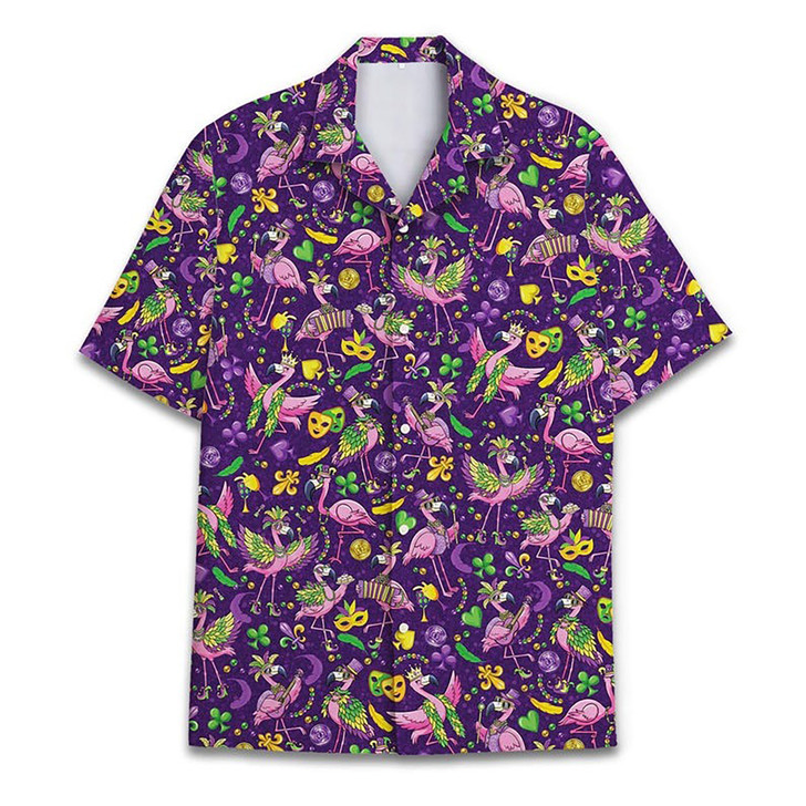 Mardi Gras Flamingo Festival Hawaiian Shirt S-5XL