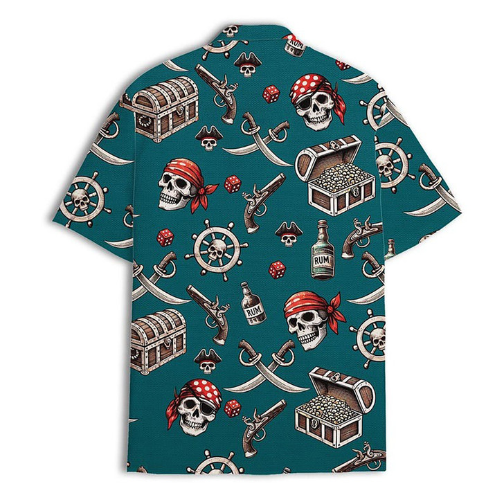 Vintage Skeleton Pirate Skull Hawaiian Shirt S-5XL