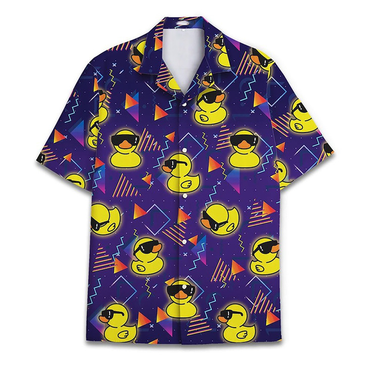 Funny Neon Rubber Duck Galaxy Hawaiian Shirt S-5XL