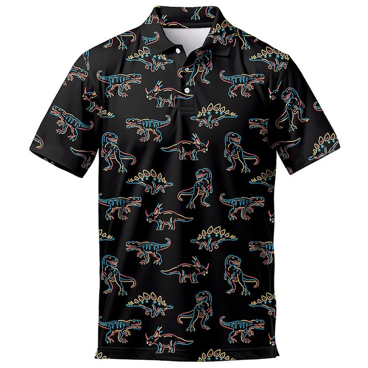 Dinosaur Print Performance Men's Polo Shirt S-5XL