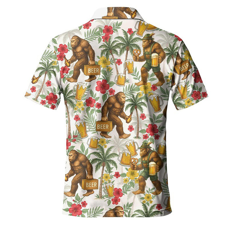 Funny Bigfoot Beer And Pretzel Cookie Men's Polo Shirt S-5XL