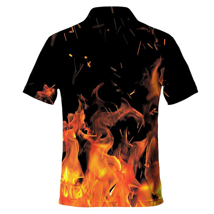 Flame Pattern Golf Fire Print Men's Polo Shirt S-5XL