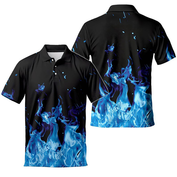 Flame Pattern Golf Fire Print Men's Polo Shirt S-5XL