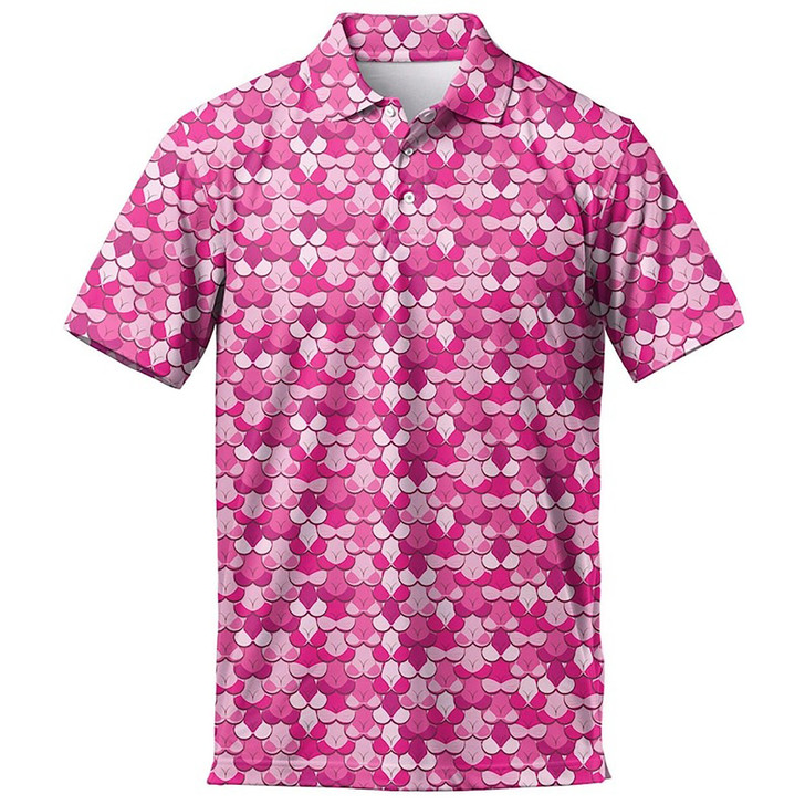 Funny Pink Boobs Pattern Golf Men's Polo Shirt S-5XL
