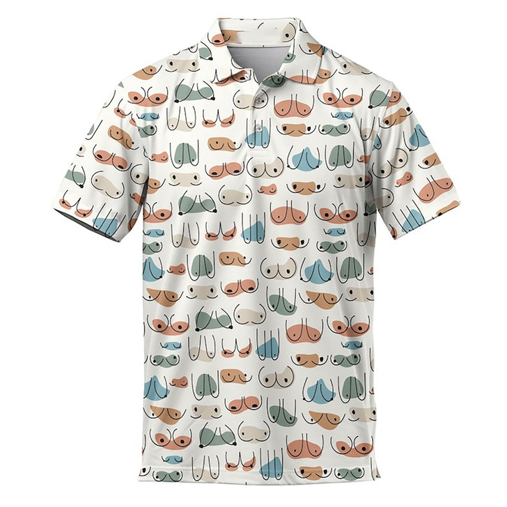 Funny Boobs Pattern Golf Men's Polo Shirt S-5XL
