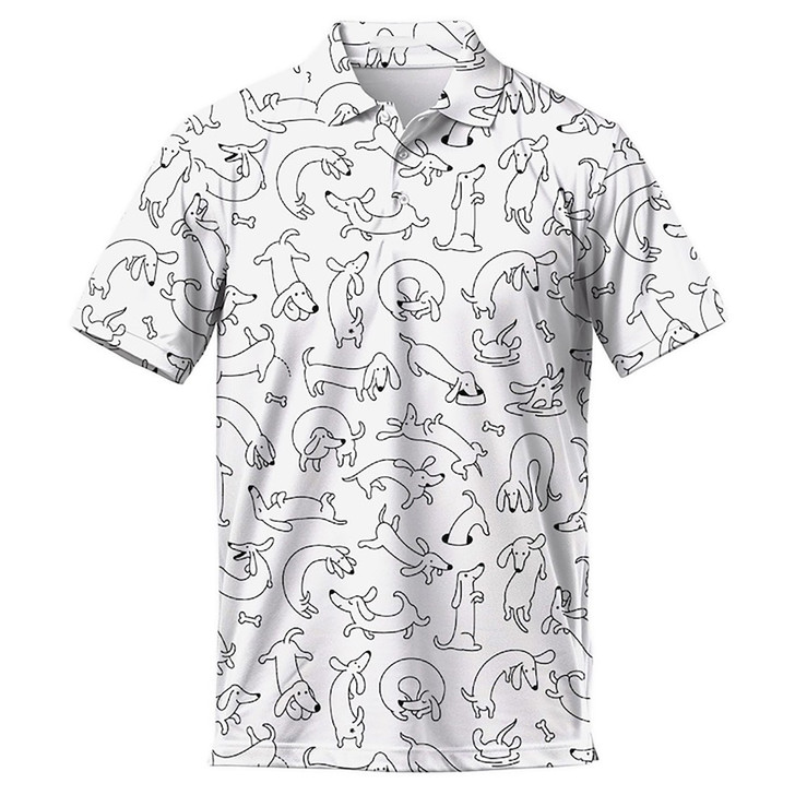Funny Sausage Dogs Pattern Men's Polo Shirt S-5XL