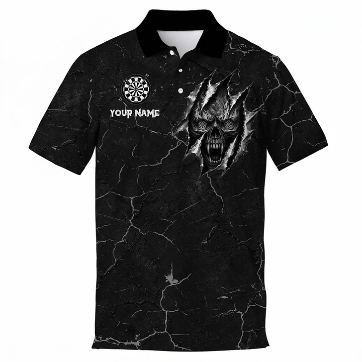 Personalized Skull Dart Custom Team Gothic League Men's Polo Shirt S-5XL