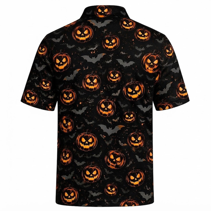 Glowing Pumpkin Golf Halloween Pattern Men's Polo Shirt S-5XL