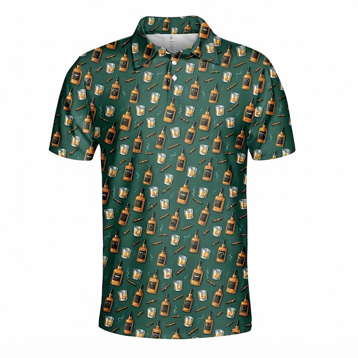 Funny Whiskey Cigar Bourbon Polo Shirt, Men's Polo Shirt S-5XL
