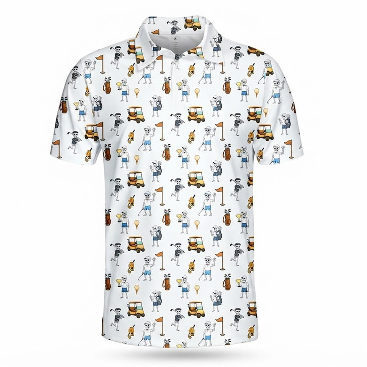 Funny Skeleton Golf Polo Shirt, Men's Polo Shirt S-5XL