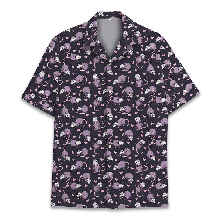 Cute Funny Purple Opossum Hawaiian Shirt S-5XL