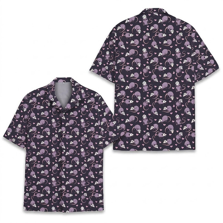Cute Funny Purple Opossum Hawaiian Shirt S-5XL