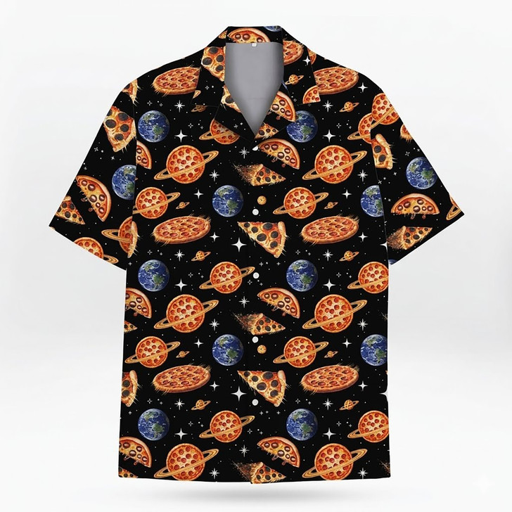 Pizza Galaxy Cosmic Space Planet Hawaiian Shirt S-5XL