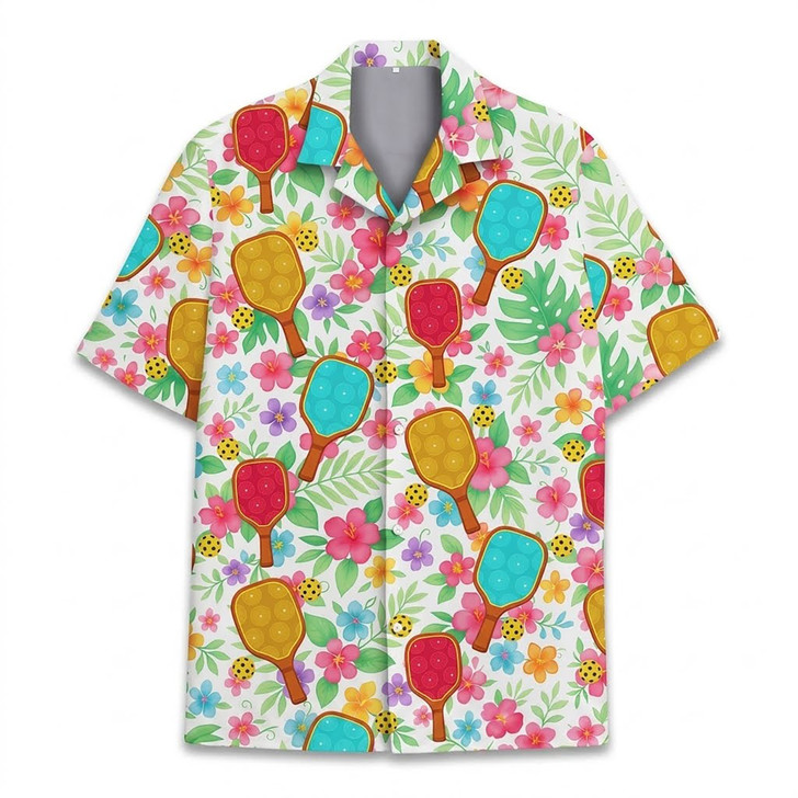 Pickleball Paddle Floral Hawaiian Shirt S-5XL