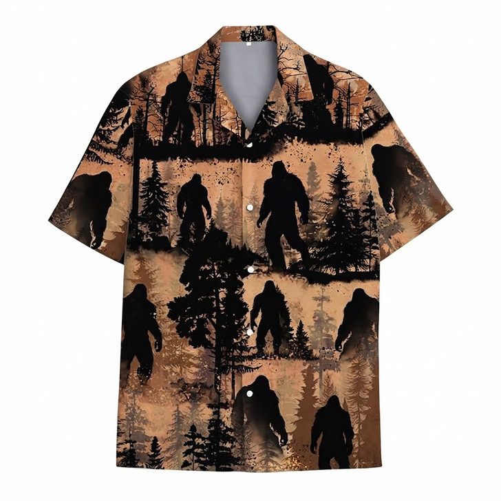 Bigfoot Sasquatch Forest Silhouette Hawaiian Shirt S-5XL